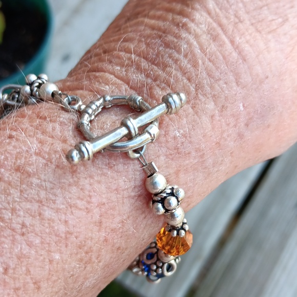 STERLING CRYSTAL CROSS BRACELET - Picture 2 of 5